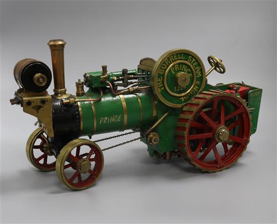 A Burrell live steam scale model agricultural traction engine, Prince, L 36cm H 21.5cm (max)